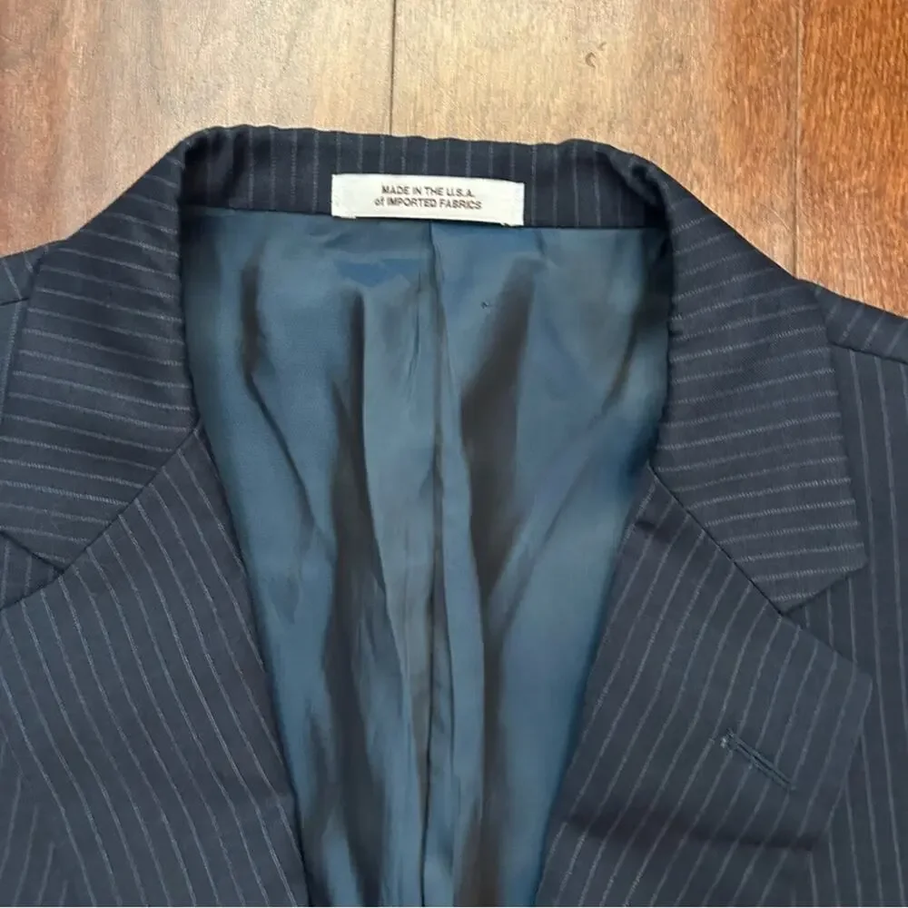Hickey Freeman Men’s Blue Pin Stripe Blazer 100% Wool, Size 42 R